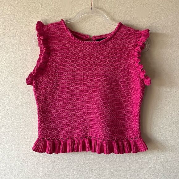 Marc New York Knit Ruffle Pink Sweater Tank Top - Picture 1 of 11